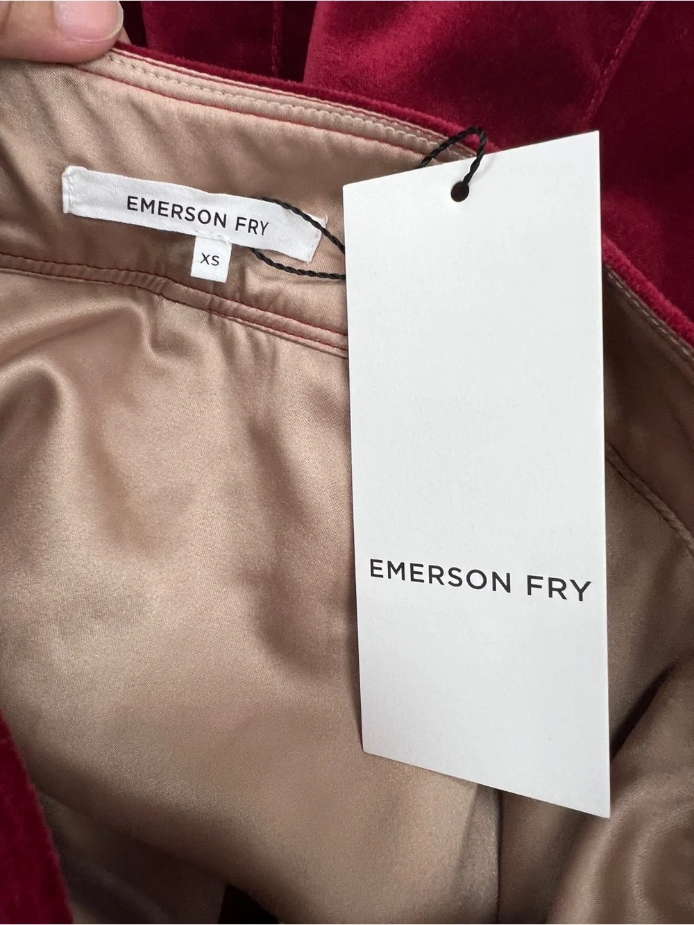 Emerson Fry Margot Button Front A line Red Velvet Skirt Size XS NWT